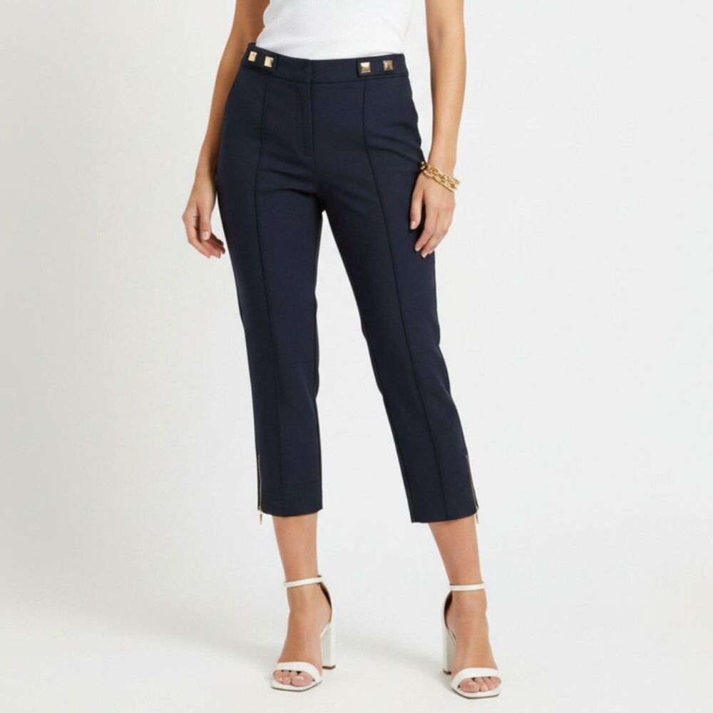 Ivanka Trump Dark Navy Blue Capri Cropped Zip Hem Pants